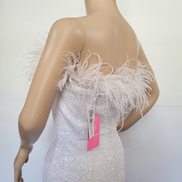 Amanda Uprichard Liz Feather Trim Strapless Dress XS - Picture 4 of 11